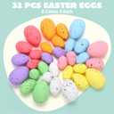 JOYIN 32Pcs Easter Foam Eggs, Pastel Speckled Assorted Easter Eggs for Indoor Table Centerpiece Decoration, Party Favor, Bowl Fillers Wreath Garland