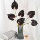 8PCS Burgundy Faux Anthurium Flowers 24.8’’ Real Touch Flowers Long Stem Artificial Anthurium for Vase Table Centerpiece Home Wedding Party Garden Spring Decoration(Burgundy)