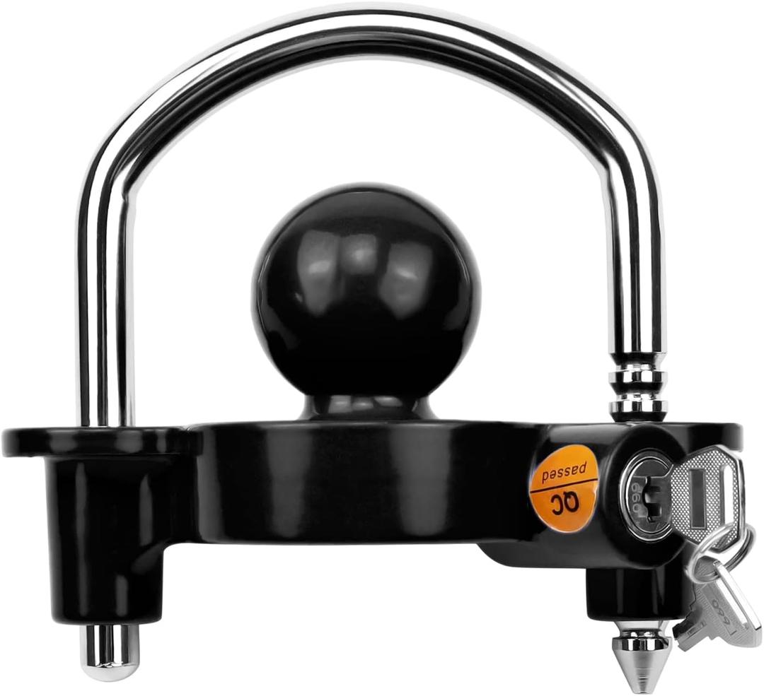 Trailer Hitch Tow Ball Coupler Security Adjustable Lock U (Black)-Shape,Heavy-Duty Steel Fits 1-7/8,2,2-5/16 Couples,Replace# 72783 by Cenipar