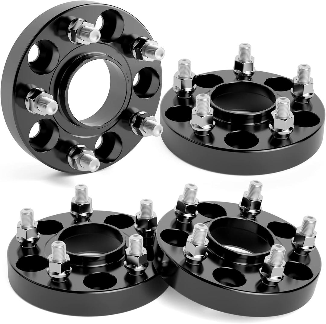 KSP 5x4.5 Wheel Spacers for Hon-da Civic Accord Element CR-V & Acura MDX TLX TSX ILX RSX CL, 1 Inch 5x114.3mm Hubcentric Forged Spacers 64.1mm Bore M12x1.5 Studs 5-Lug Black Wheel Spacer Kit (4pcs)