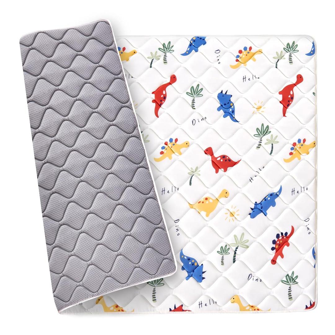 VIVIDVIBEBEARPAS Premium Foam Baby Play Mat 47" X 47", Thick One-Piece Crawling Mat, Odorless Floor Mat, Non-Slip Cushioned Baby Playmat for Infants,Babies,Toddlers. Machine Washable for Easy Care. (47"L x 47"W x 0.8"Th, B- Fun Dinosaur)
