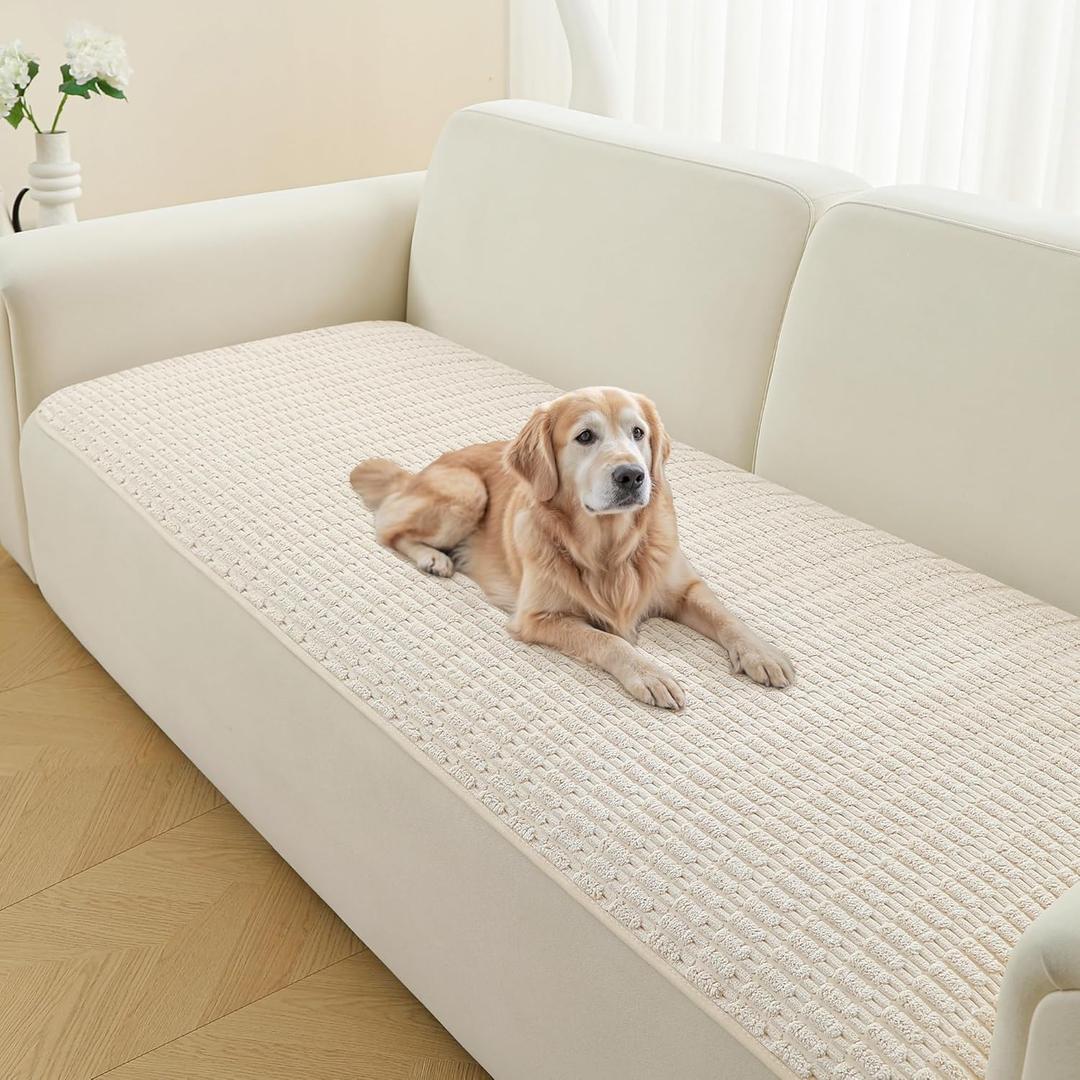 Dog Couch Cover Protector, Sofa Covers for Pets Washable, Non Slip Pet Couch Cover Waterproof, Furniture Covers for Pets, Dog Cover for Couch. (Cream White, 30" x 82")