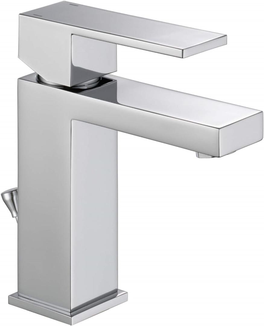 Delta Faucet Modern Single Hole Bathroom Faucet, Chrome Single Handle Bathroom Faucet, Bathroom Sink Faucet, 1.2 GPM, Push Pop-Up Drain Assembly, Chrome 567LF-PP