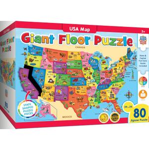 MasterPieces Floor Puzzle - Jumbo Size 80 Piece Jigsaw Puzzle for Kids - USA Map Shaped Puzzle - 3ftx2ft
