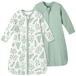 Yoofoss Baby Sleep Sack 0-3 Months 100% Organic Cotton Long Sleeve Wearable Blanket Baby 2-Way Zipper 0.5 Tog Newborn Sleeping Sack, Lightweight S