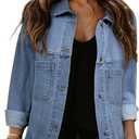 Sidefeel Women's Denim Jackets Casual Long Sleeve 2025 Spring Outfits Zimbaplatinum Jean Jacket (Light Blue) S 
