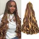 French Curl Braiding Hair 18 Inch Curly Braiding Hair 6 Packs 90g/pack Pre Stretched Bouncy Loose Wave French Curls Crochet Braids for Black Women (18 inch 6 packs, P27/33)