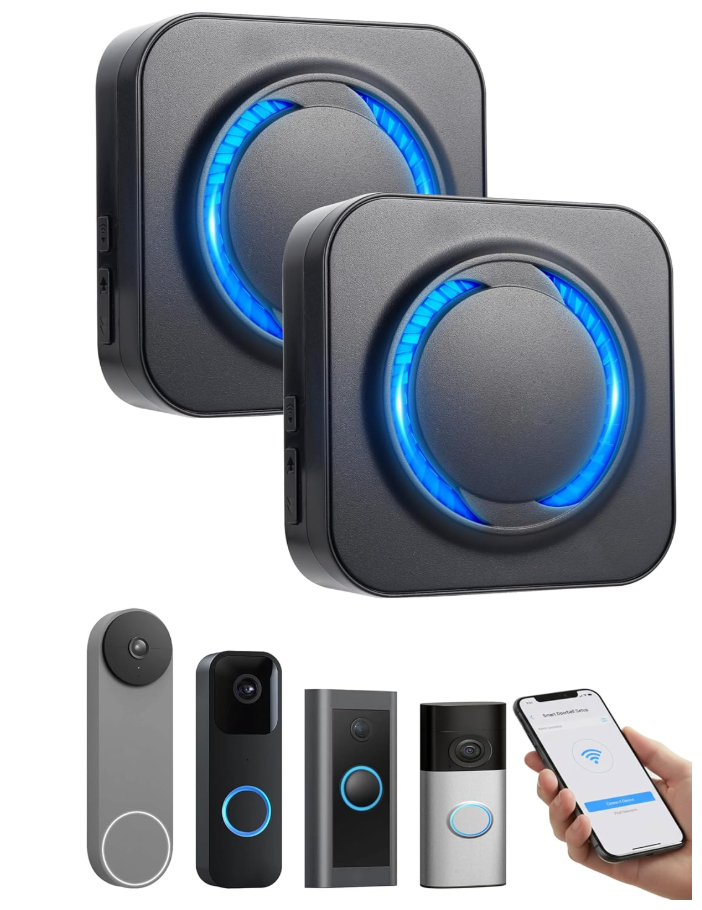 Smart WiFi Wireless Doorbell Chime Connected with 58 Music, 5 Adjustable Volume & LED Light, No Wiring Required