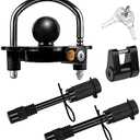 Cenipar Trailer Hitch Lock Set Includes Black Universal Trailer Locks Ball Hitch, 1/2" and 5/8" Trailer Hitch Lock Pin, Trailer Hitch Coupler Lock Pin, Fit 1-7/8", 2" and 2-5/16" Couplers(Black)
