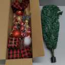 HOMDAILY Mini Small Christmas Tree with Lights, 2ft Artificial Small Table Top Christmas Tree with Gnome, Ball Ornaments and Buffalo Plaid Tree Skirt, 24 Pcs DIY Xmas Trees Decor for Toddler, Kids