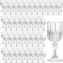 7OZ Plastic Wine Glasses, Reusable Vintage Goblets Unbreakable Drinking Glasses Crystal Water Cups Champagne for Wedding, Parties (100, Clear) 