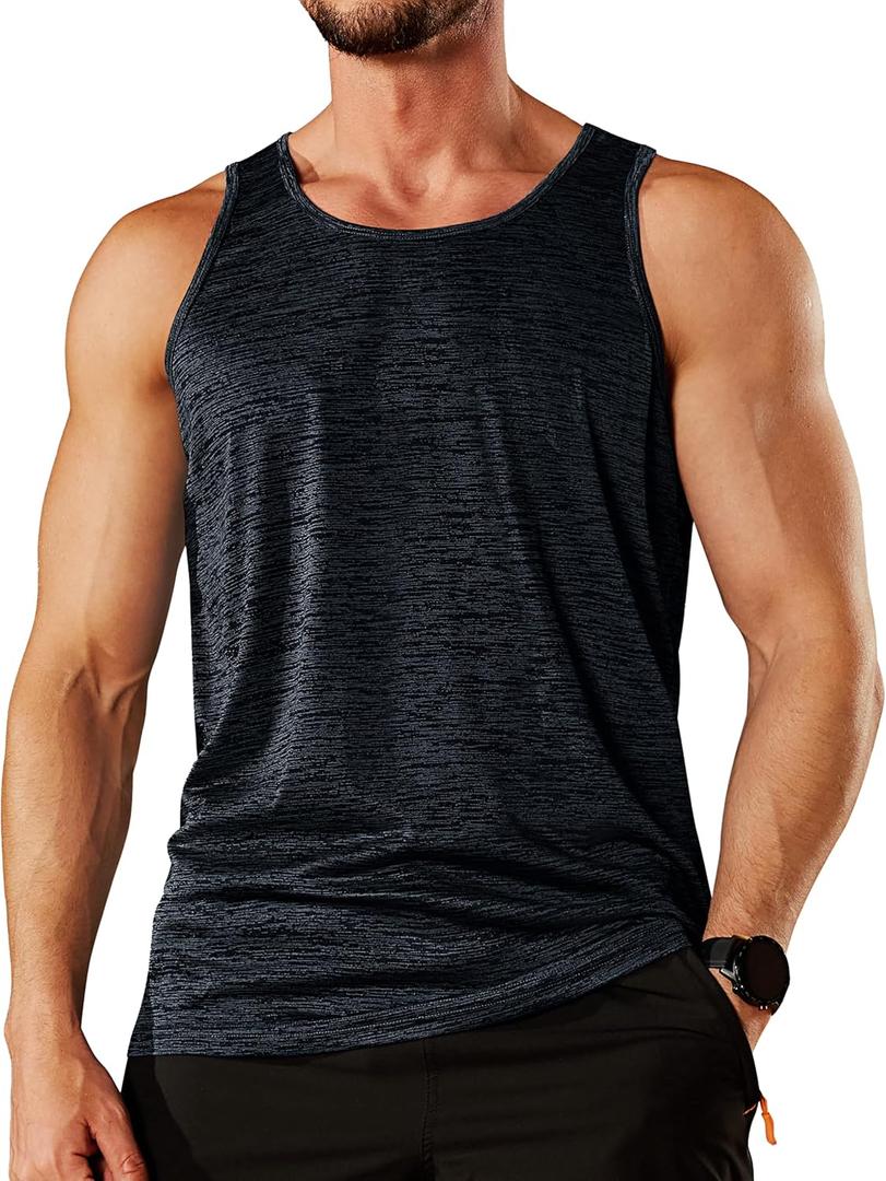 TACVASEN Men's Tank Tops Quick Dry Sleeveless Workout Muscle Shirt Athletic Bodybuilding Gym Performance Tee Shirts (X-Large, Black)