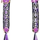 Juexica Graduation Lei Class of 2026, Graduation Ribbon Money Lei Personalized DIY Name Braided Necklace for Women Men Congrat Grad Party Gift Accessories(Purple,1 Set)