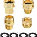 Jingzan 4PCS Brass Garden Hose Adapter Set, 3/4" GHT to 1/2" NPT Fittings, Hose to Pipe Connector Kit for Irrigation, RV, Plumbing Use (3/4GHT X 1/2NPT Set)