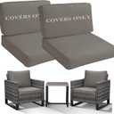 4 x Sqodok Patio Cushion Covers Replacement, Deep Seat Patio Cushions Cover Set of 4, Waterproof Seat and Back Cushions Cover for Outdoor Furniture Chair, Sofa, Couch(Grey,26.5"x26.5"x4"+26.5"x13"x4")