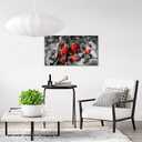OuElegent Black and Red Strawberry Canvas Wall Art Fresh Fruits Picture Kitchen Wall Art Painting Home Decor Framed Ready to Hang 20"x36"