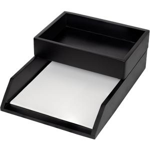 Demigo Desk Organizer Letter Tray Set of 2, Acacia Wood Tabletop Desktop for Storage Paper Letter Folders Notebooks Copy Print, Workspace Holder, Keep Stationery Saver (Black)