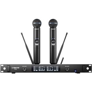 Phenyx Pro UHF Smart Wireless Microphone System, Dual Cordless Mics w/Auto Scan&Sync, Adaptive RF Power, Talkback Function, 2x100 Freq, 328 ft, Dynamic Microphones for Live Show, Event (PTI-2)