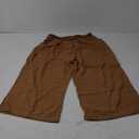 GRAPENT Capri Pants for Women High Waisted Wide Leg Linen Palazzo Trousers Pull On Elastic Smock Waist Loose Flowy Pants (X-Large, Dark Khaki)