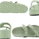 Womens Platform Sandals with Arch Support, Adjustable Buckle Beach Sandal Woman Comfort Lightweight Ultra Cushion EVA Slides (Green)