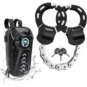 Electric Scooter Lock, Scooter Locks 8mm Chain Lock Bike Locks Heavy Duty Anti Theft with 3 Keys and Waterproof Scooter Front Hanging Bag for E-Bike/Electric Scooters