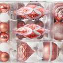 XmasExp Christmas Ball Ornaments Assorted Shatterproof Christmas Ball Set with Reusable Hand-held Gift Package for Xmas Tree Decoration (Rose Gold, 102pcs)