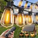 addlon 52(48+4) FT Solar String Lights Waterproof,Patio Lights Solar Powered with Remote & USB Port 16+1 LED Shatterproof Bulbs 3 Light Modes, Dimmable Solar Light for Camping Backyard Garden