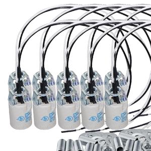 E12 Socket,Ceramic Chandelier Socket E12 Bulb Lamp Holder,Light Socket with Wire Lead for E12 Incandescent LED Light Bulb (10-Pack)