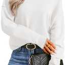 Saodimallsu Womens Off The Shoulder Sweater Oversized Long Sleeve Knit Sweaters 2025 Casual Color Block Trendy Jumper Tops (White)