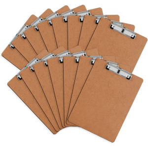 Clipboard, HERKKA 15 Pack Hardboard Office Clipboards Standard A4 Letter Size Clipboard with Low Profile Clip, Size 12.5 x 9 Inch