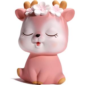 Piggy Bank Girls, Cute Deer Money Bank, Unbreakable Plastic Coin Bank, Pink Piggy Banks Saving Money Box Home Room Decoration Birthday for Kids Adults