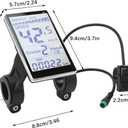 Electric Bike LCD Display, 5 Pin E Scooter M5 Panel Meter Screen with Waterproof Connector, E Bike Display Meter Control Panel Screen Suitable for 31.8 22.2mm Handlebar Electric Bike (No. 2 Protocol)