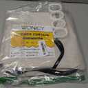 Beige Scalloped Long Shower Curtain with Black Border - Heavy Duty Polyester Shower Curtains for Bathroom, Waterproof & Washable, 72x78 Inches with 12 Hooks