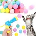 MeoHui 31Pcs Cat Ball Toy Launcher Gun,Cat Balls Fetch Toy,30Pcs Plush Fuzzy Balls Launcher Cat Toy for Cats with 1 Gun,Funny Interactive Cat Toys for Bored Indoor Adult Cats,Cute Kitten Kitty Toys