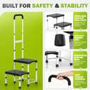 RV Step Stool with Handle for Elderly,2 Step Ladder with Handrail, Reinforced PP Wide Platform, Adjustable Height, Portable Stairs for Hot Tub/Camper/Mobile Home/Porch/SPA Pool/Pet Stairs