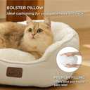 Bedsure Dog Beds for Small Dogs - Round Cat Beds for Indoor Cats, Washable Pet Bed for Puppy and Kitten with Slip-Resistant Bottom, 20 Inche, White (Angelic Ivory)