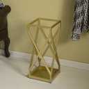 Vintiquewise Decorative Gold Square X Design Umbrella Holder Stand for Indoor and Outdoor