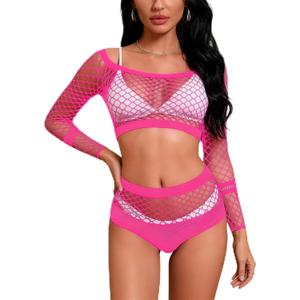 DITSONEO Sexy Lingerie for Women Naughty Fishnet Lingerie Set Bodysuit Outfits Teddy Babydoll Erotic Fishing net Outfits, One Size