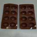 8-Cavity Easter Egg Shape Silicone Molds, 2Pcs Food-grade Baking Supplies for DIY Cake Decoration, Chocolate, Candy, Jello, Pastry, Muffin, Bread, Ice Cube (Chocolate)