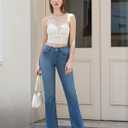 APUOR Bell Bottom Jeans for Women High Waisted Stretchy Bootcut Flared Jeans Soft Slim Fit Denim Pants Denim Blue 4s (Blue)