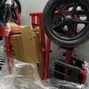 Drive Medical Lightweight Expedition Folding Transport Wheelchair - Ultra Lightweight Mobility Support for Seniors & Adults - Strong Aluminum Frame - Hand Brakes - Compact Folding Travel Chair - Red