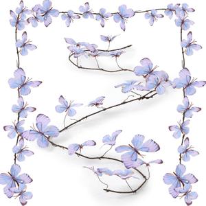6 Pcs 3D Butterfly Garlands Vines Fairy Birthday Decoration Artificial Blue Purple Butterfly Decorations Total 18.5ft DIY Wreath Wall Decor for Wedding Baby Shower Spring Party Favor 6 Pcs 3D Butterfly Garlands Vines Fairy Birthday Decoration Artificial Blue Purple Butterfly Decorations Total 18.5ft DIY Wreath Wall Decor for Wedding Baby Shower Spring Party Favor