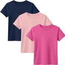 3 Pack Toddler Short Sleeve Tops | Crew Neck, Slim Fit, Summer Tees, Basic, Cute, Casual Tops, for Kids 18M-5T