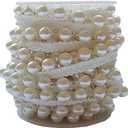 Bead Trim 5 Yards 8mm Faux White Pearl Beaded Fringe Trim for Sewing Craft DIY (8mm, 2001)