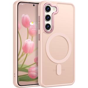Rayboen for Samsung Galaxy S23 Plus Case Magnetic, [Compatible with Magsafe] Protective Slim Fit Skin Feel Phone Cover for S23+ Plus with Translucent Hard Back & Soft Edge, Matte Pink