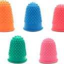 BlingKingdom 5pcs Rubber Finger Thimbles 5 Different Sizes Colors Finger Protector Covers Reusable Finger Protector Finger Pads Grips for Paperwork Cutting Embroidery Money Counting Crafts