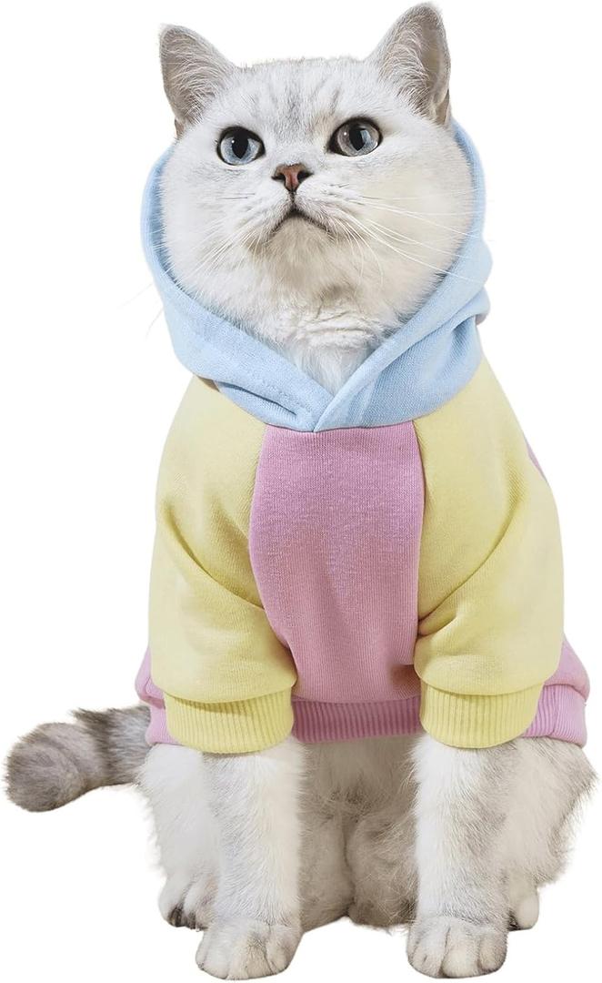 QWINEE Basic Dog Hoodie, Cat Apparel, Dog Shirt, Cat Jacket - Pink, Small to Large
