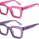 AQWANO Stylish Oversized Reading Glasses for Women Fashion Designer Readers Blue Light Square Computer Glasses 2p (c1c4)