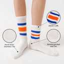 HUGSWEET Striped Retro Crew Breathable Cotton Soft Socks for Women Athletic Casual Thin Novelty Socks for Women or Men (5-9, Solid Color-01)