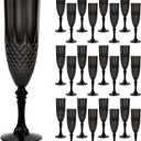 24 Pcs Black Plastic Champagne FlutesBlack Champagne Glasses Bulk, Made of Durable Plastic Material Can be Used for Weddings, Everyday Fun Parties and More!